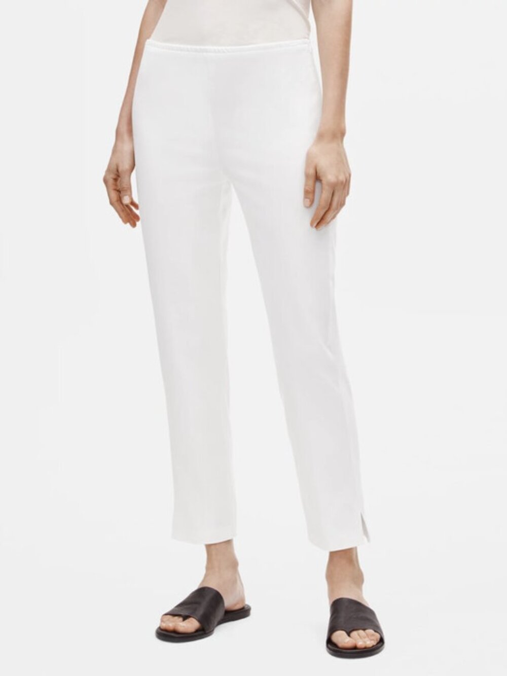 EILEEN FISHER Women's Organic Cotton Slim Pant Size PS in White